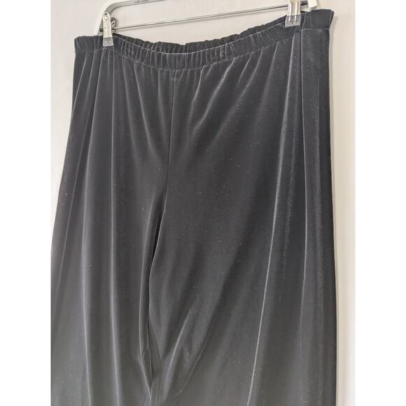 Alex Evening Womens Black Velvet Pull-On Pants Size 1X Wide-Leg Goth Evening - Picture 2 of 7